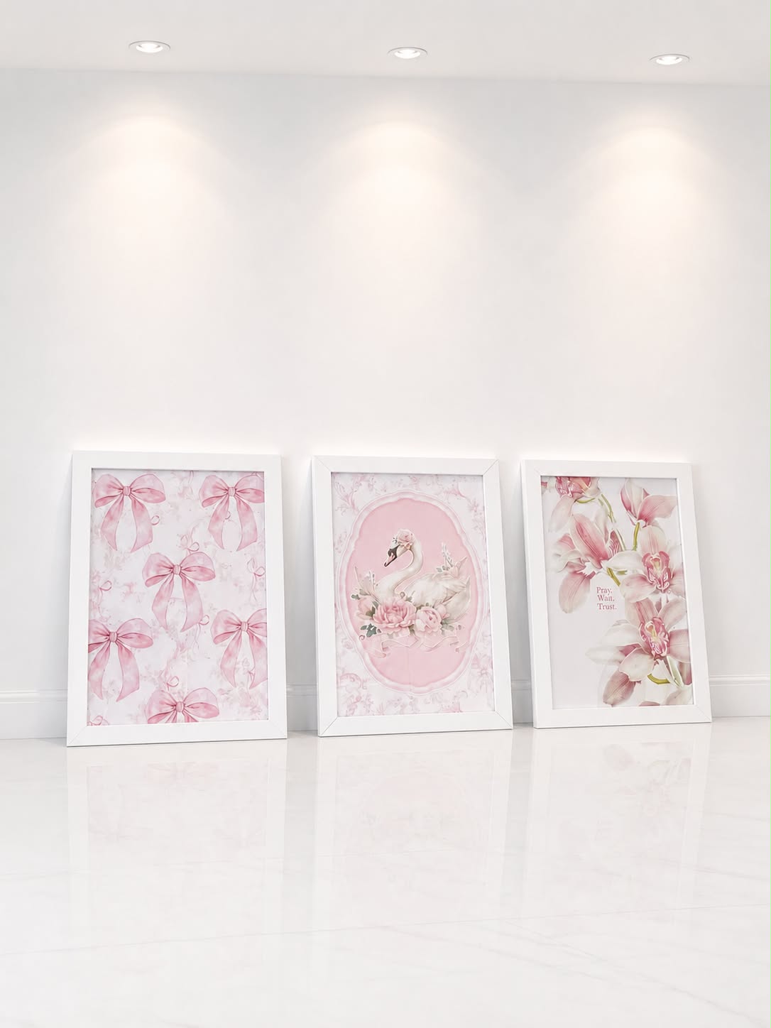 swan frames 3 إطارات باللون الأبيض
